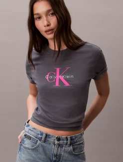 Calvin Klein T-Shirt mit Monogramm-Logo^Damen T-shirts & Tops