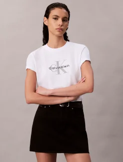Calvin Klein T-Shirt mit Monogramm-Logo^Damen T-shirts & Tops