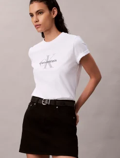 Calvin Klein T-Shirt mit Monogramm-Logo^Damen T-shirts & Tops