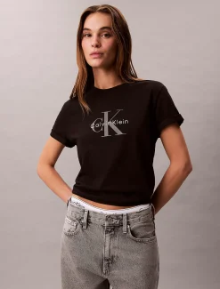Calvin Klein T-Shirt mit Monogramm-Logo^Damen T-shirts & Tops