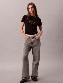 Calvin Klein T-Shirt mit Monogramm-Logo^Damen T-shirts & Tops