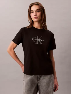 Calvin Klein T-Shirt mit Monogramm-Logo^Damen T-shirts & Tops