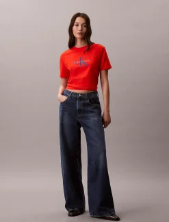 Calvin Klein T-Shirt mit Monogramm-Logo^Damen T-shirts & Tops