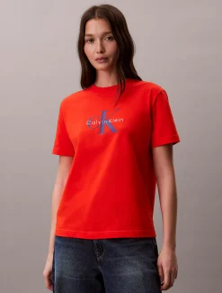 Calvin Klein T-Shirt mit Monogramm-Logo^Damen T-shirts & Tops