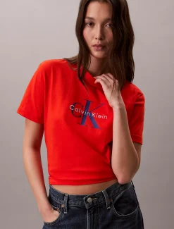 Calvin Klein T-Shirt mit Monogramm-Logo^Damen T-shirts & Tops