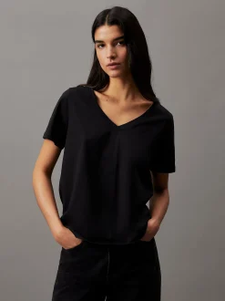 Calvin Klein T-Shirt mit V-Ausschnitt^Damen T-shirts & Tops