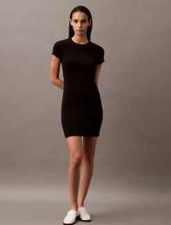 Calvin Klein T-Shirt-Kleid aus weicher Stretch-Baumwolle^Damen Kleider & Röcke