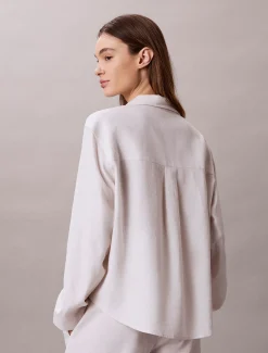 Calvin Klein Tunika-Hemd aus Leinen-Mix^Damen Hemden & Blusen