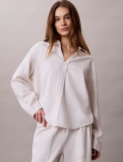 Calvin Klein Tunika-Hemd aus Leinen-Mix^Damen Hemden & Blusen