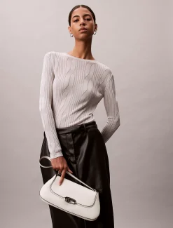 Calvin Klein Umhängetasche mit gravierter Klappe^Damen SchultertaschenFrisch Eingetroffen|Taschen