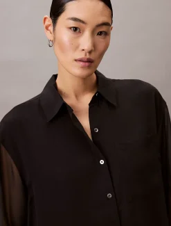 Calvin Klein Utility Tunika mit gerollten Ärmeln^Damen Hemden & Blusen