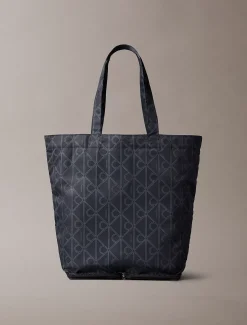 Calvin Klein Verstaubare Tote Bag aus Nylon mit Emblem-Logo-Prägung^Herren Taschen