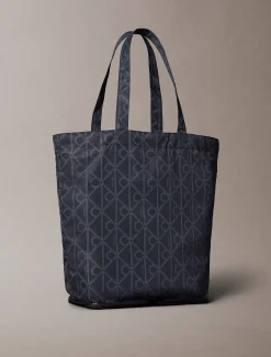 Calvin Klein Verstaubare Tote Bag aus Nylon mit Emblem-Logo-Prägung^Herren Taschen
