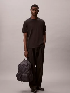 Calvin Klein Verstaubarer Rucksack aus Nylon mit Emblem-Logo-Prägung^Herren Taschen