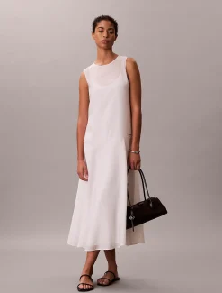 Calvin Klein Voile-Maxikleid in A-Linie^Damen Kleider & Röcke