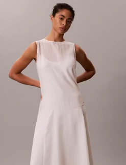 Calvin Klein Voile-Maxikleid in A-Linie^Damen Kleider & Röcke