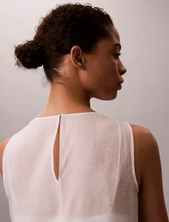 Calvin Klein Voile-Maxikleid in A-Linie^Damen Kleider & Röcke