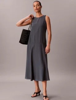 Calvin Klein Voile-Maxikleid in A-Linie^Damen Kleider & Röcke