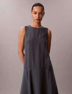 Calvin Klein Voile-Maxikleid in A-Linie^Damen Kleider & Röcke