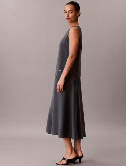 Calvin Klein Voile-Maxikleid in A-Linie^Damen Kleider & Röcke