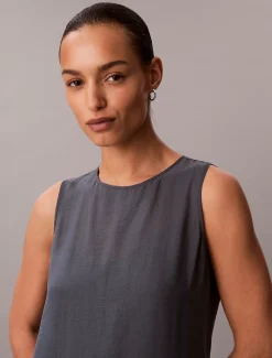 Calvin Klein Voile-Maxikleid in A-Linie^Damen Kleider & Röcke