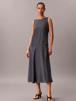 Calvin Klein Voile-Maxikleid in A-Linie^Damen Kleider & Röcke