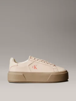 Calvin Klein Warme Plateau-Sneakers aus Leder für den Winter^Damen SneakerFrisch Eingetroffen