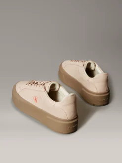 Calvin Klein Warme Plateau-Sneakers aus Leder für den Winter^Damen SneakerFrisch Eingetroffen