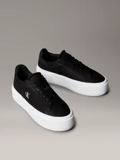 Calvin Klein Warme Plateau-Sneakers aus Leder für den Winter^Damen SneakerFrisch Eingetroffen