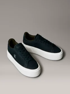 Calvin Klein Warme Plateau-Sneakers aus Leder für den Winter^Damen SneakerFrisch Eingetroffen