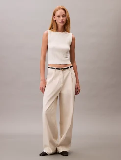 Calvin Klein Weich gerippte Weste mit Rundhalsausschnitt^Damen T-shirts & Tops|Strickdesigns