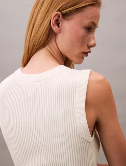 Calvin Klein Weich gerippte Weste mit Rundhalsausschnitt^Damen T-shirts & Tops|Strickdesigns