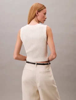 Calvin Klein Weich gerippte Weste mit Rundhalsausschnitt^Damen T-shirts & Tops|Strickdesigns