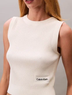 Calvin Klein Weich gerippte Weste mit Rundhalsausschnitt^Damen T-shirts & Tops|Strickdesigns