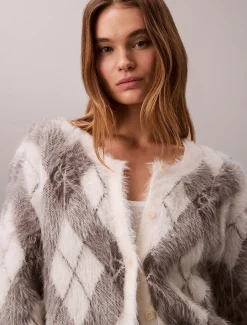 Calvin Klein Weiche Strickjacke im Argyle-Look^Damen Strickdesigns