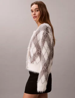 Calvin Klein Weiche Strickjacke im Argyle-Look^Damen Strickdesigns