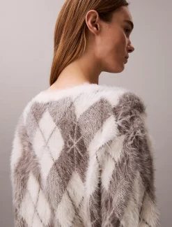 Calvin Klein Weiche Strickjacke im Argyle-Look^Damen Strickdesigns