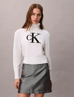 Calvin Klein Weicher Pullover aus Chenille mit Rollkragen^Damen Strickdesigns