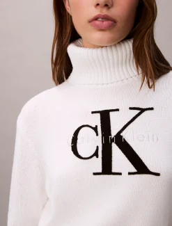 Calvin Klein Weicher Pullover aus Chenille mit Rollkragen^Damen Strickdesigns