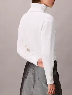 Calvin Klein Weicher Pullover aus Chenille mit Rollkragen^Damen Strickdesigns