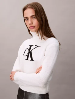 Calvin Klein Weicher Pullover aus Chenille mit Rollkragen^Damen Strickdesigns
