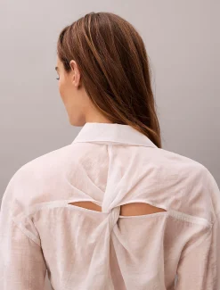 Calvin Klein Weiches Voile-Hemd mit gedrehter Rückenpartie^Damen Hemden & Blusen|T-shirts & Tops