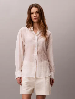 Calvin Klein Weiches Voile-Hemd mit gedrehter Rückenpartie^Damen Hemden & Blusen|T-shirts & Tops