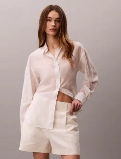 Calvin Klein Weiches Voile-Hemd mit gedrehter Rückenpartie^Damen Hemden & Blusen|T-shirts & Tops