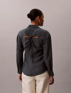 Calvin Klein Weiches Voile-Hemd mit gedrehter Rückenpartie^Damen T-shirts & Tops|Hemden & Blusen