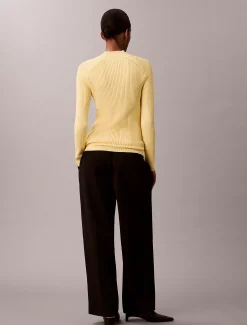 Calvin Klein Weit geschnittenes geripptes Top mit Stehkragen^Damen Strickdesigns