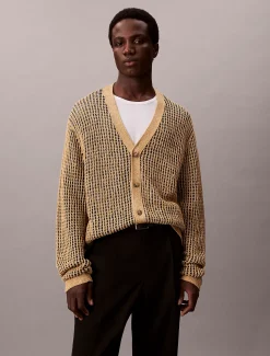 Calvin Klein Weitmaschige Strickjacke aus Leinen^Herren Strickdesigns