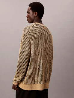 Calvin Klein Weitmaschige Strickjacke aus Leinen^Herren Strickdesigns