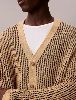 Calvin Klein Weitmaschige Strickjacke aus Leinen^Herren Strickdesigns