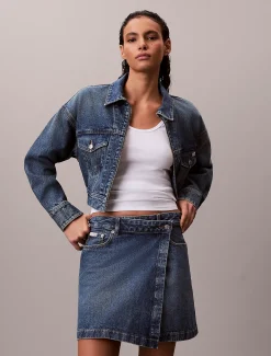 Calvin Klein Wickel-Minirock aus Denim^Damen Kleider & Röcke